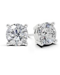 Brilliant Diamond - 1 1/2 Carat Round Lab Grown Diamond Stud Earrings - Lyst