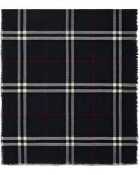 Burberry - Wide Check Wool Scarf - Lyst