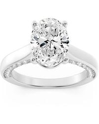Mure And Co - 1.33Ctw Oval Shaped Lab Grown Diamond (F/Vs) Accented Bridge Shank Engagement Ring - Lyst