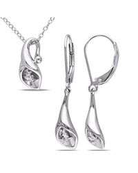 Amour - 2-Pc Set Of Diamond Accent Calla Lily Pendant With Chain And Leverback Earrings - Lyst