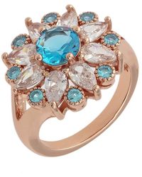 Bertha - Juliet Collection 's 18k Rg Plated Light Blue Floral Statement Fashion Ring - Lyst
