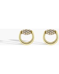 Gucci - Horsebit Demi Pave Stud Earrings - Lyst