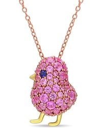 Amour - 2 3/8 Ct Tgw Created And Sapphire Cluster Bird Necklace - Lyst