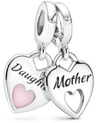 PANDORA - Double Heart Split Dangle Charm - Lyst