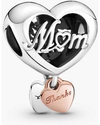 PANDORA - Thank You Mum Heart Charm - Lyst