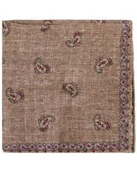 Brunello Cucinelli - Sand Linen Silk Paisley Pocketsquare, One Size - Lyst