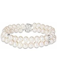 Amour - Cultured Freshwater Pearl Double-Row Bracelet With Sterling Dividers And Clasp - Lyst