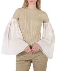 Chloé - Ladies Iconic Milk Ribbed Wool Sweater, Brand Size 40 (Us - Lyst