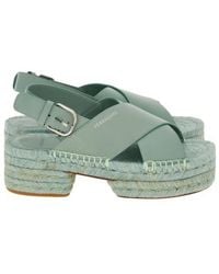 Ferragamo - Leather Platform Espadrille Sandals - Lyst