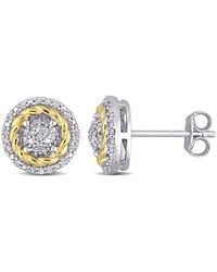 Amour - 1/4 Ct Tw Diamond Rope Design Halo Stud Earrings - Lyst