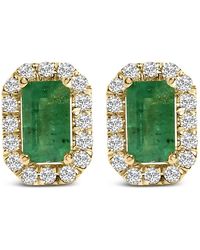 Haus of Brilliance - 14K Emerald And 1/8 Cttw Diamond Halo Octagonal Shaped Stud Earrings - Lyst