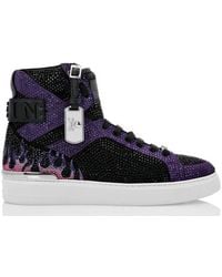 Philipp Plein - Crystal Flame Money Beast Hi-Top Sneakers, Brand Size 39 Us - Lyst