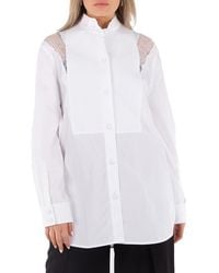 Burberry - Long Sleeve Lace Trim Shirt, Brand Size 8 (Us - Lyst