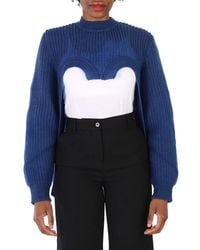 Burberry - Ladies Warm Royal Cut-Out Knit Technical Reconstructed Sweater - Lyst