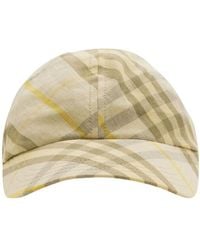 Burberry - Check Printed Cotton Baseball Cap - Lyst