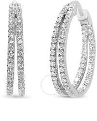 Haus of Brilliance - 14k Gold 1.00 Cttw Diamond Inside Out Double Row Split Criss Crs 3/4'' Inch Hoop Earrings - Lyst