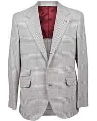 Brunello Cucinelli - Pearl Wool Check Three-Button Suit, Brand Size 46 (Us - Lyst