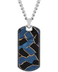 Robert Alton - Stainless Steel Dog Tag Necklace With Enamel Accents - Lyst
