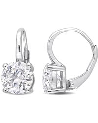 Amour - 3 1/5 Ct Dew Created Moissanite Solitaire Leverback Earrings - Lyst