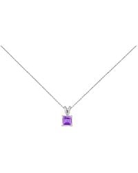 Haus of Brilliance - 14K 5X5 Mm Square Shaped Amethyst Solitaire Pendant Necklace - Lyst