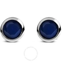 Haus of Brilliance - 925 Sterling 6Mm Bezel Set Created Sapphire Solitaire Stud Earrings - Lyst