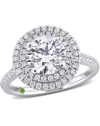 Created Forever - 2 1/2Ct Tdw Lab-Created Diamond And Tsavorite Accent Halo Engagement Ring - Lyst