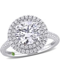 Created Forever - 2 1/2Ct Tdw Lab-Created Diamond And Tsavorite Accent Halo Engagement Ring - Lyst