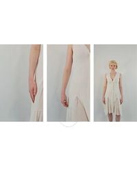 Roberto Cavalli - Ladies Natural Viscose And Silk V-Neck Dress, Brand Size 40 (Us - Lyst
