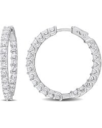 Amour - 6 7/8 Ct Tgw Created Sapphire Inside-Outside Hoop Earrings - Lyst