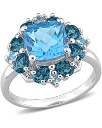 Amour - 4 1/10 Ct Tgw Topaz-Swiss And Topaz-London Quatrefoil Floral Ring - Lyst
