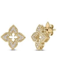 Roberto Coin - Venetian Princess Small Flower Stud Earrings With Pave Diamonds - Lyst