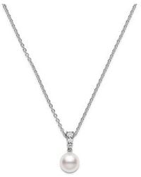 Mikimoto - Morning Dew 8mm Akoya Pearl & Diamond Pendant Necklace With 18k White Gold - Lyst