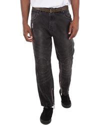 Balmain - Biker Mid-Rise Denim Jeans, Waist - Lyst