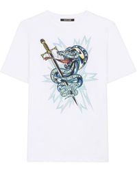 Roberto Cavalli - Snake Print Graphic Cotton T-Shirt - Lyst