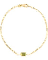 Kylie Harper - Ladies 14K Petite Emerald-Cut Peridot Paperclip Chain Bracelet - Lyst