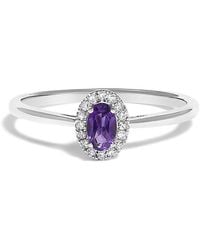 Haus of Brilliance - 10K 5X3Mm Oval Amethyst And Diamond Accent Halo Ring (I-J Color, I1-I2 Clarity) - Lyst