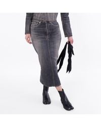 Balenciaga - Stonewashed Cotton Lace-Up Midi Skirt, Brand Size 34 (Us - Lyst