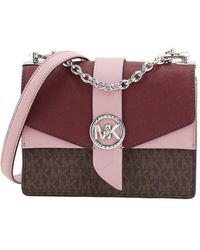 Michael Kors - Greenwich Small Two-tone Logo And Saffiano Leather Crossbody Bag - Lyst