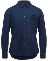 Roberto Cavalli - Dark Slim Fit Rc Logo Cotton Poplin Shirt, Brand Size 50 (Us - Lyst