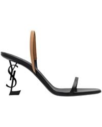 Saint Laurent - Opyum Leather Slingback Sandals, Brand Size 39 Us - Lyst