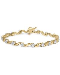 Haus of Brilliance - 10K 1.00 Cttw Round-Cut Diamond Floral S-Link 7.50" Bracelet (I-J Color, I2-I3 Clarity) - Lyst