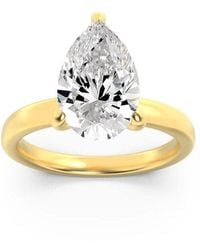 Mure And Co - 1Ctw Pear Shaped Lab Grown Diamond (F/Vs) Hidden Halo Plain Shank Engagement Ring - Lyst