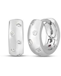 Roberto Coin - huggie Hoop Earring With Diamonds - Lyst