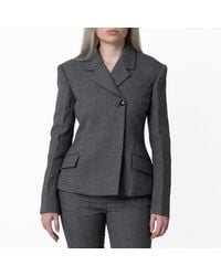 Ferragamo - Micro Houndstooth Double Breasted Blazer, Brand Size 42 Us - Lyst