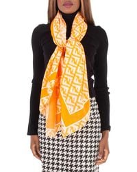 Fendi - Motif Print Cotton Blend Scarf - Lyst