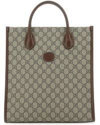 Gucci - Gg Supreme Fabric And Leather Handbag - Lyst