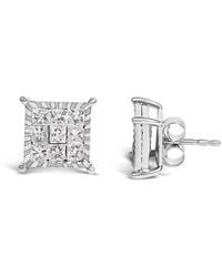 Haus of Brilliance - Sterling 1.0 Cttw Princess Diamond Composite Square Stud Earrings - Lyst