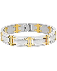 Robert Alton - 3/8Ctw Diamond Stainless Steel With Finish Link Bracelet - Lyst