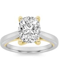 Mure And Co - 2Ctw Elongated Cushion Shaped Lab Grown Diamond (F/Vs) Two Tone Cathedral Shank Engagement Ring - Lyst