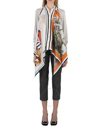 Burberry - Silk Scarf Detail Animalia Print Knitted Top - Lyst